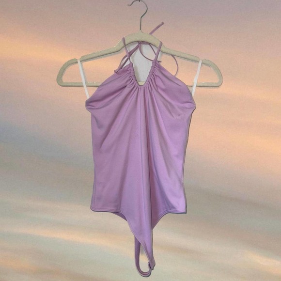 Aritzia Pink Halter Top Bodysuit - Picture 1 of 3